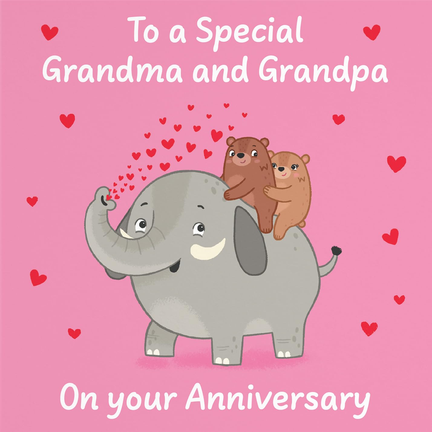 Hunts England - Cute Elephant Love Grandma And Grandpa Anniversary Card - Fun Bears Anniversary Card - Love Story Collection - Image 2