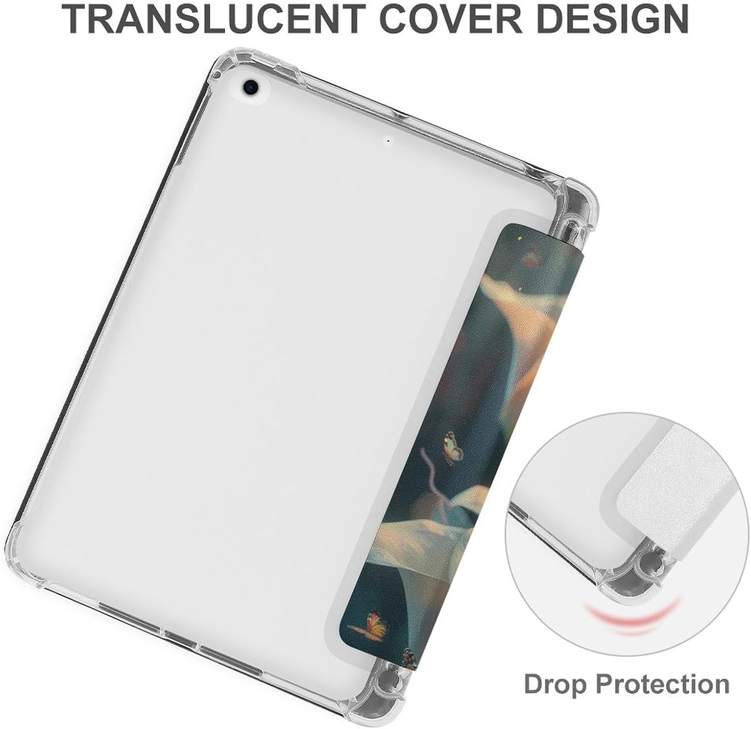 Calla Lilies Bouquet Butterfly Cute Case Compatible for Mini6（8.3in） Trifold Tablet Protective Cover with Pencil Holder