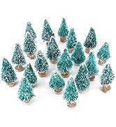 wonuu Artificial Mini Sisal Christmas Trees Snow Frost with Wooden Bases for Home Party Decoratio...