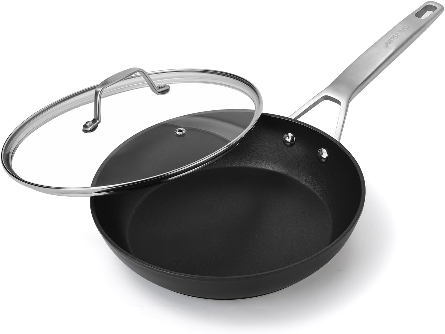 MsMk 7 inch Small Egg Nonstick Frying Pan with Lid, Eggs Omelette Burnt also Non stick, Scratch-resistant, Induction Skillet, Oven Safe to 700°F Pan for Cooking, Dishwasher Safe