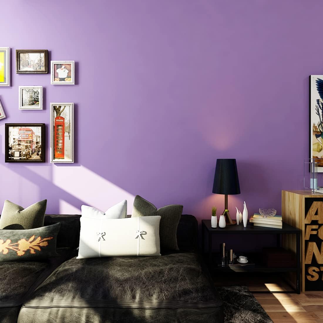 LACHEERY 15.8"x276" Matte Textured Removable Lilac Wallpaper Adhesive Purple Contact Paper Peel and Stick Vinyl Wall Paper for Accent Wall Dollhouse Locker Shelves Table Nightstand Girls Room Decor