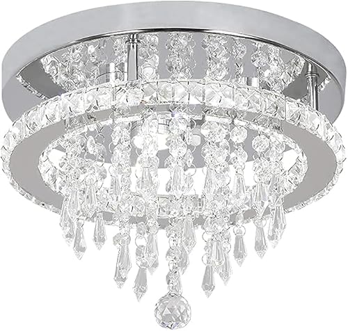 Deckrico Moderno candelabro de cristal K9, 3 luces LED, lámpara colgante de acero inoxidable, accesorios de iluminación empotrados para comedor,