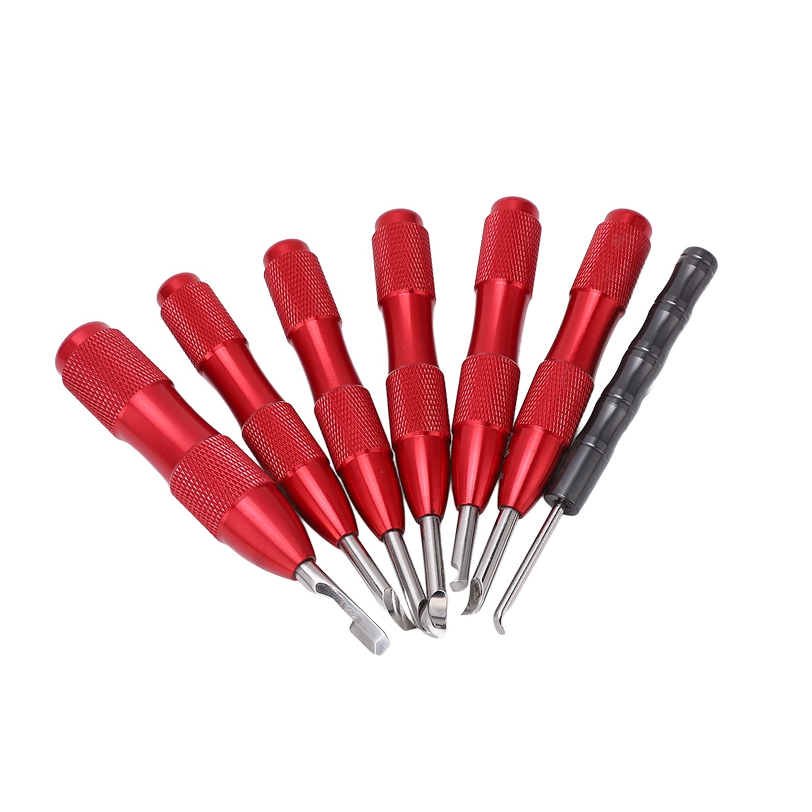 Juego de 7 herramientas para abrir tapa trasera de reloj, kit profesional de abridor de caja de reloj, removedor de caja trasera de aleación de aluminio con mango antideslizante, (Roja)