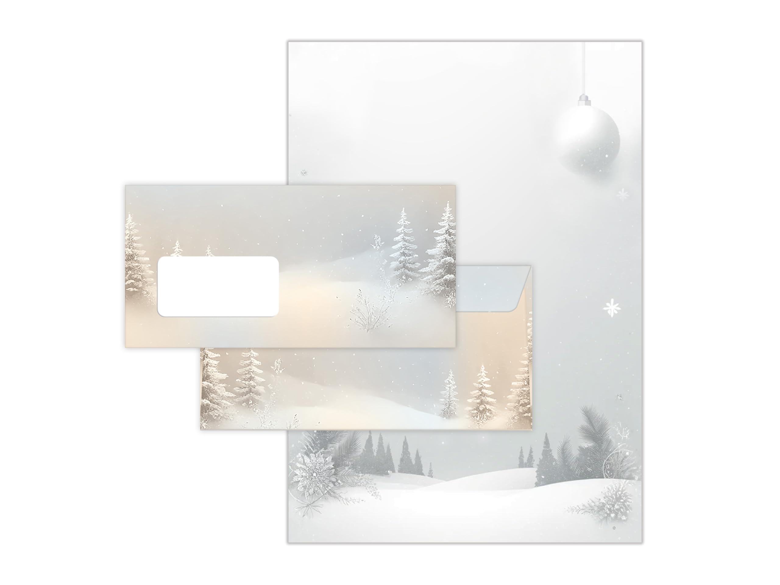 Briefpapier Weihnachten Weihnachtsbriefpapier mit Umschlag Umschlägen mit Fenster Weihnachtspapier A4 für Kunden (250 Blätter + 250 Umschläge)