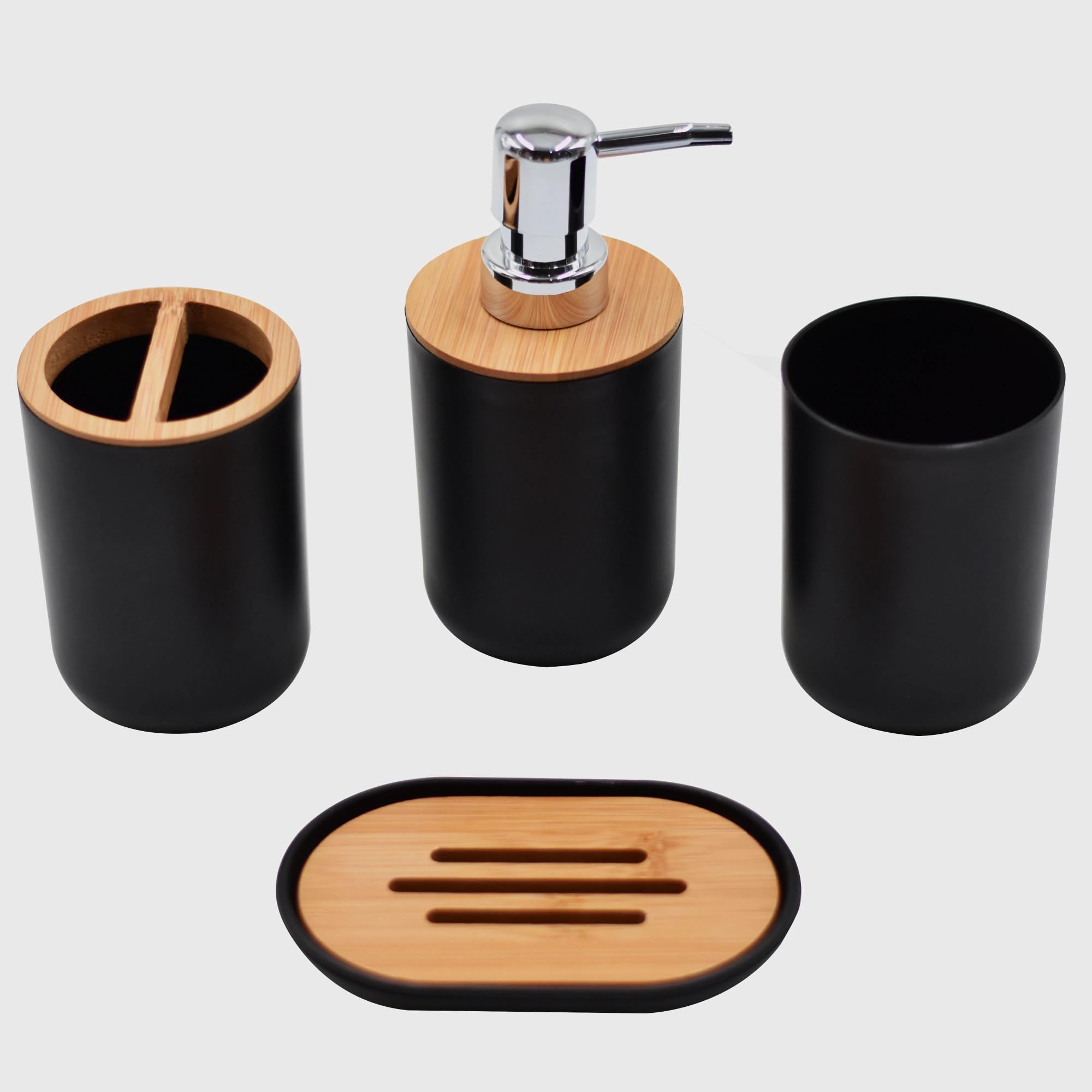 Accesorios De BañO Dispensador de loción y jabón, Set Accesorios baño, jabonera Madera Resina, Soporte for Cepillo Dientes, Vaso, Bomba, Botella, Taza, Blanco o Negro, 1 ud(Toilet Brush)
