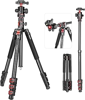 FVFEL VE-339 三脚 アルミ+ABS製 軽量1.7kg・耐荷重15kg 収納43cm～最高182cm 4段階脚径25-18mm 36mm大径360°ボール雲台＋全アルミ3Dハンドル 一眼レフ・ビデオカメラ対応 持ち運び便利