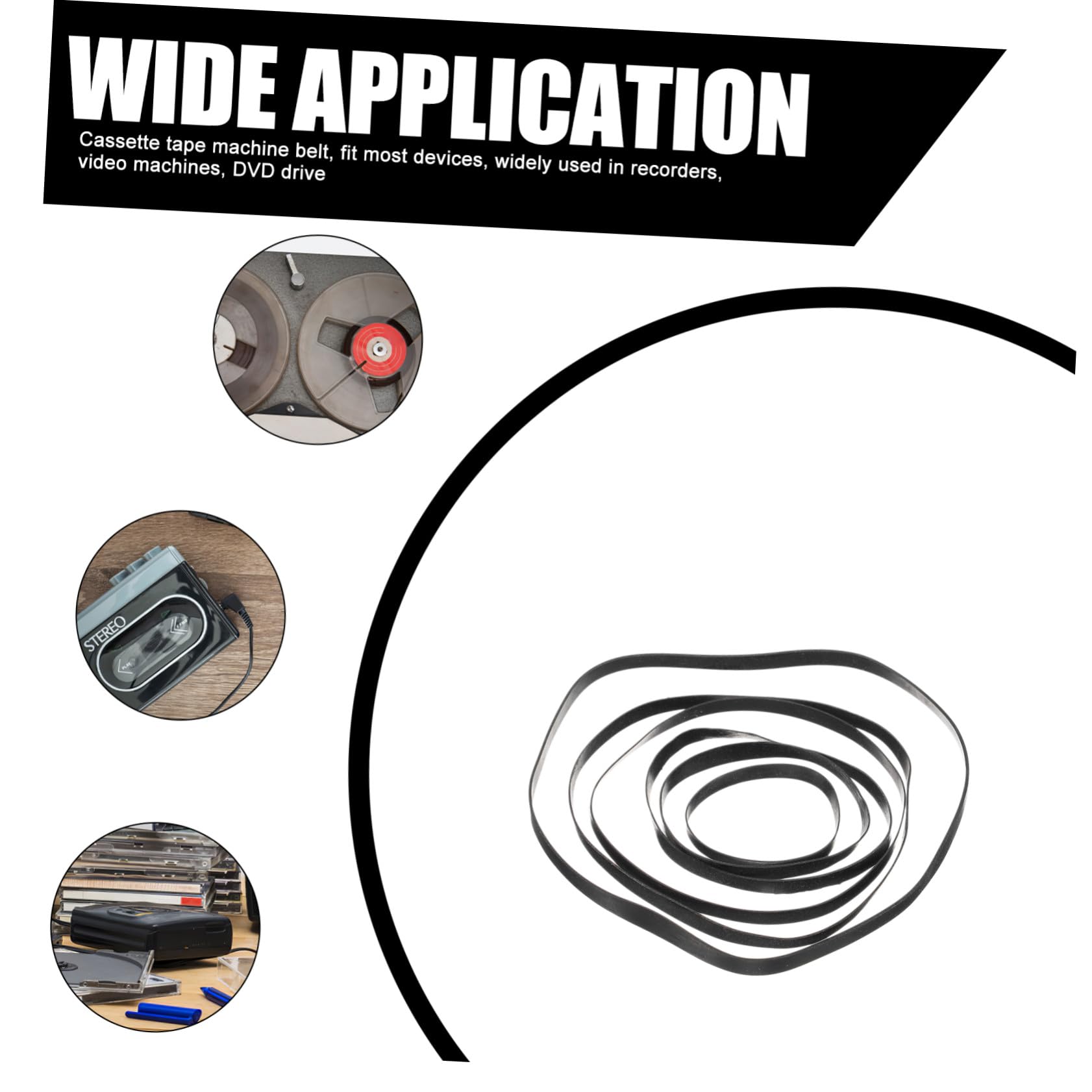 50 pezzi Cinghie Piatte per Cassette in Gomma Resistente Cinghia Ricambio per Registratori Nastro per Riparazione e Manutenzione Radiocassette Dimensioni Uso per Riproduttori