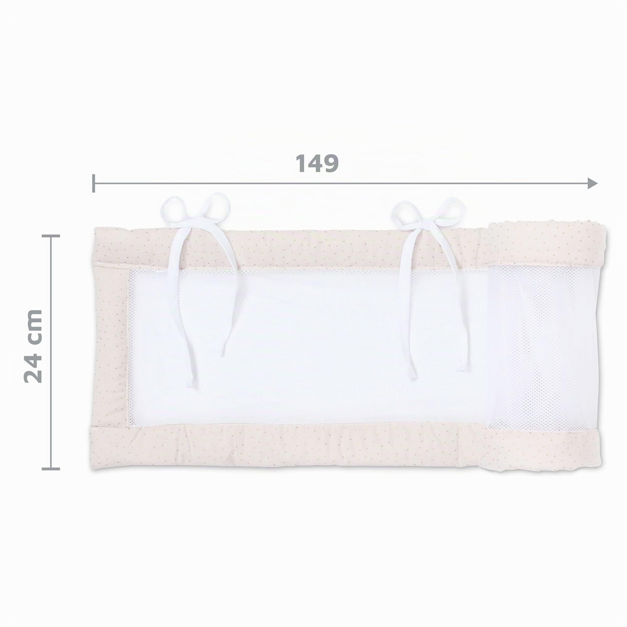 babybay Tour de lit en maille royale pour modèle original, beige à pois dorés
