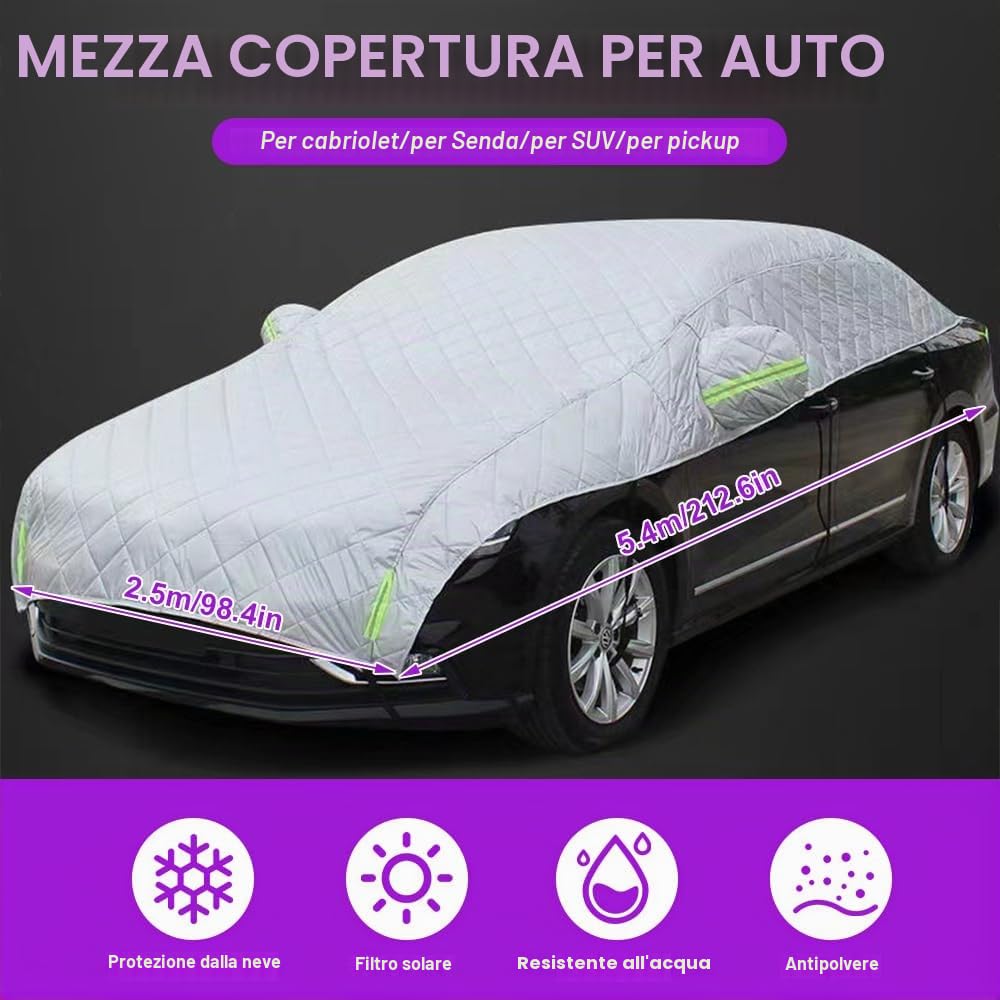 Telo Grandine Auto Imbottito, Telo Antigrandine per Auto Anti Acqua Polvere Neve Sole,Copriauto Danni da Grandine,Telo Copriauto Antigrandine per La Maggior Parte delle Auto Per Tutte Stagioni