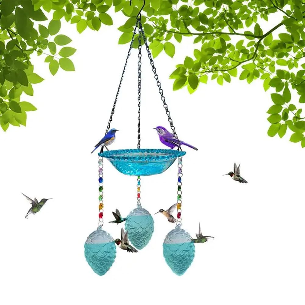 Casetta per uccelli sospesa, bagno per uccelli da giardino, decorazione esterna, forniture agricole, mangiatoia con gancio a forma di S
