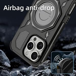 ALLINBOY for iPhone 16 Pro Max Case, Magnetic with Stand Ring Holder Kickstand Military Grade Drop Protection Heavy Duty Rugged Shockproof Phone Case Bumper Non-Slip, Black