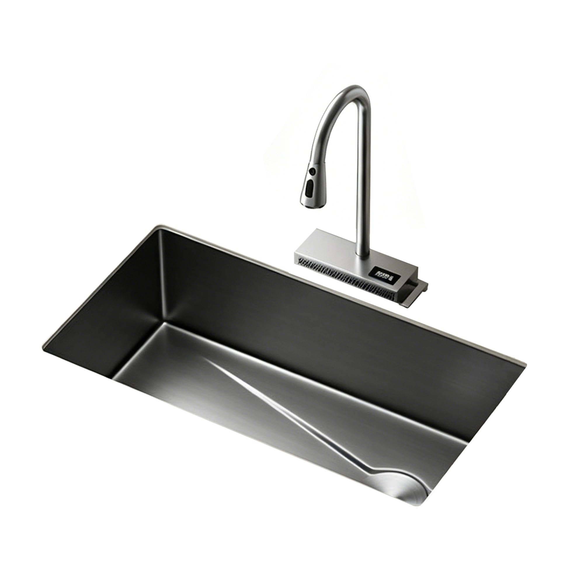 SC Stainless Steel Countertop Single-Bowl Dishwasher with Waterfall Pull-Out Faucet, Suitable for Restaurants and Cafes(780mm)
