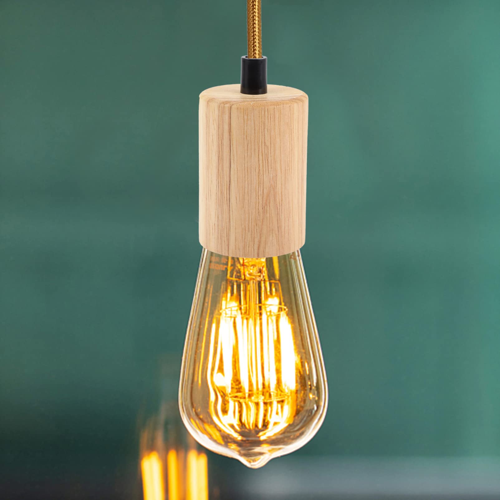 Uonlytech Colgante 4 Piezas Portalámparas De Madera Titular De La Lámpara De Araña Lámpara De Bricolaje Suministros De Luz De Bricolaje Candelabro De Luz El Plastico Vela E27 Extensor