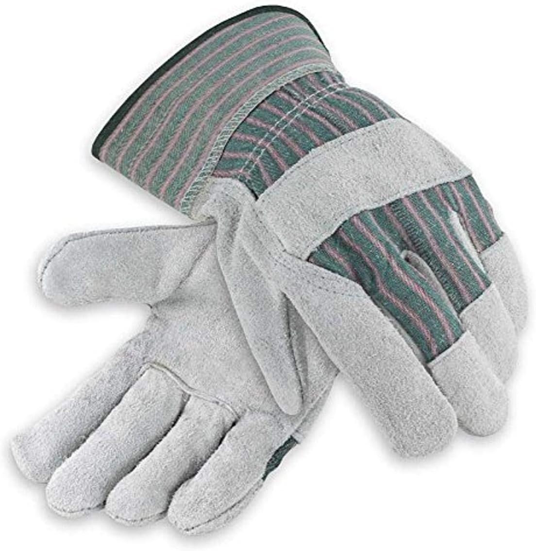 Galeton Heavy Shoulder Leather Palm Gloves Safety Cuff Green Stripe 12 Pack 2114, 2x-large