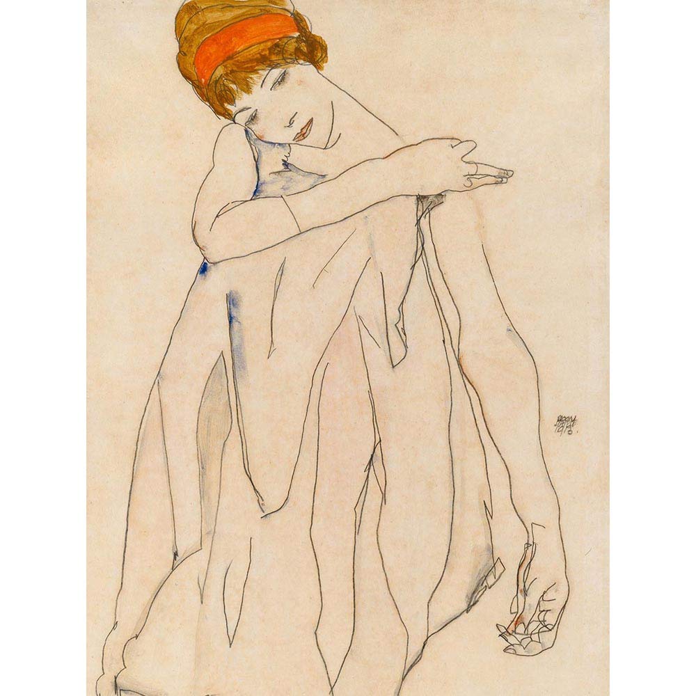 Wee Blue Coo Egon Schiele Austrian Dancer Die Tanzerin Old Painting Art Print Poster Wall Decor 12X16 Inch