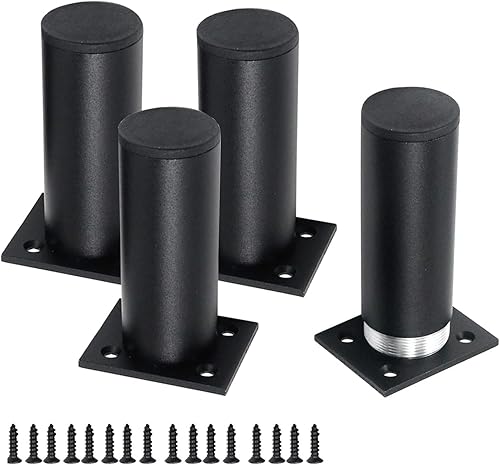 Patas para muebles de 4 pulgadas de longitud ajustable mesa de escritorio pie negro - 4 piezas