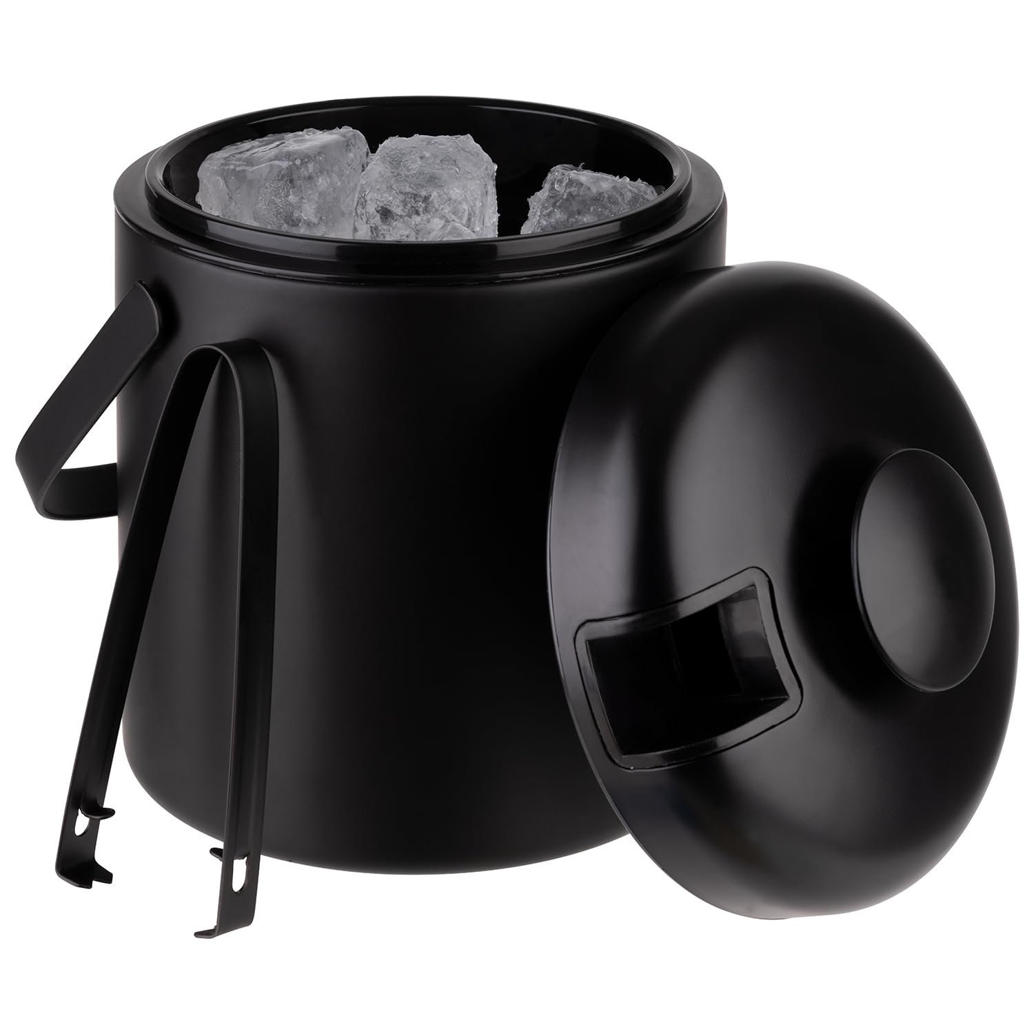 Buddy's Bar - Cubo de Hielo Profesional Negro 1,3 Litros Con Tapa, Pinzas y Rejilla de Goteo - Cubeta Para Almacenamiento
