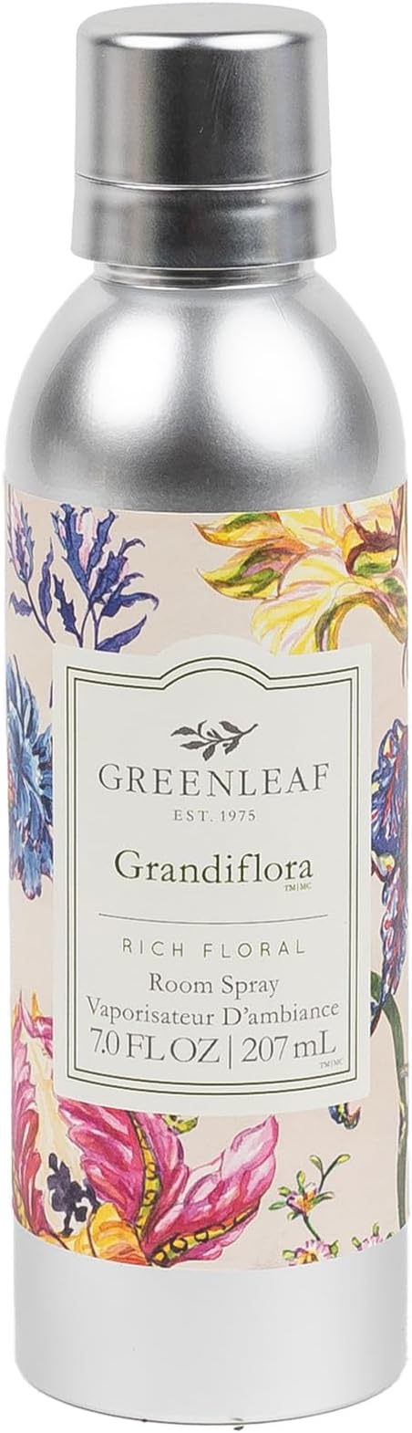 Greenleaf Gifts Grandiflora Scented Room Air Freshener Spray | Non-Aerosol 7 oz Spray | Floral Scented Air Freshener for Home | Grandmillenial Decor Pattern