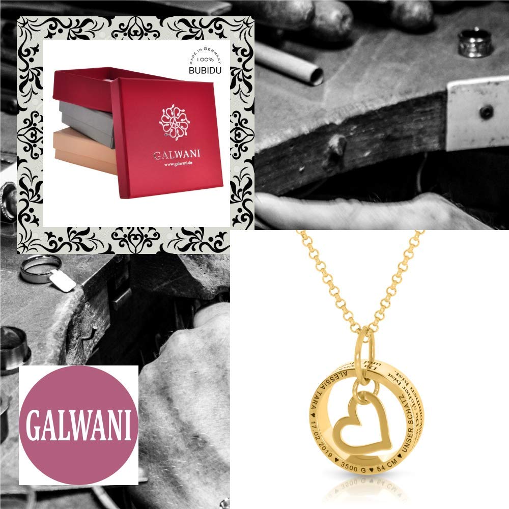 Namenskette Gold Ring mit Namen Kette Herz Familienkette 925 Silber Herzanhänger Halskette Mutter Geburt Geschenk Baby personalisiert