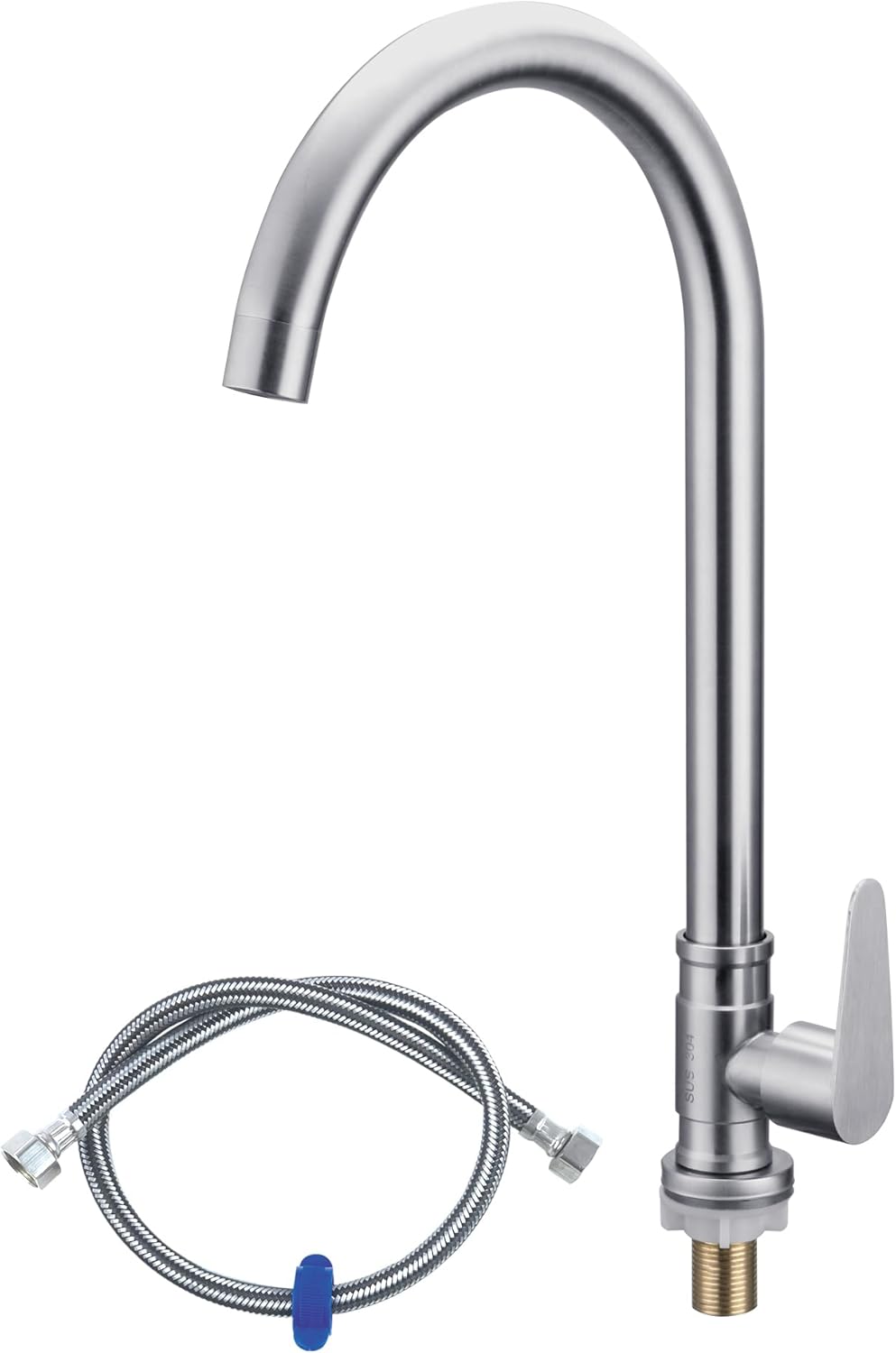 Cold Water Only Kitchen Faucet Single Cold Water Sink Tap with 360 ° Swivel Spout 1 Hole Deck