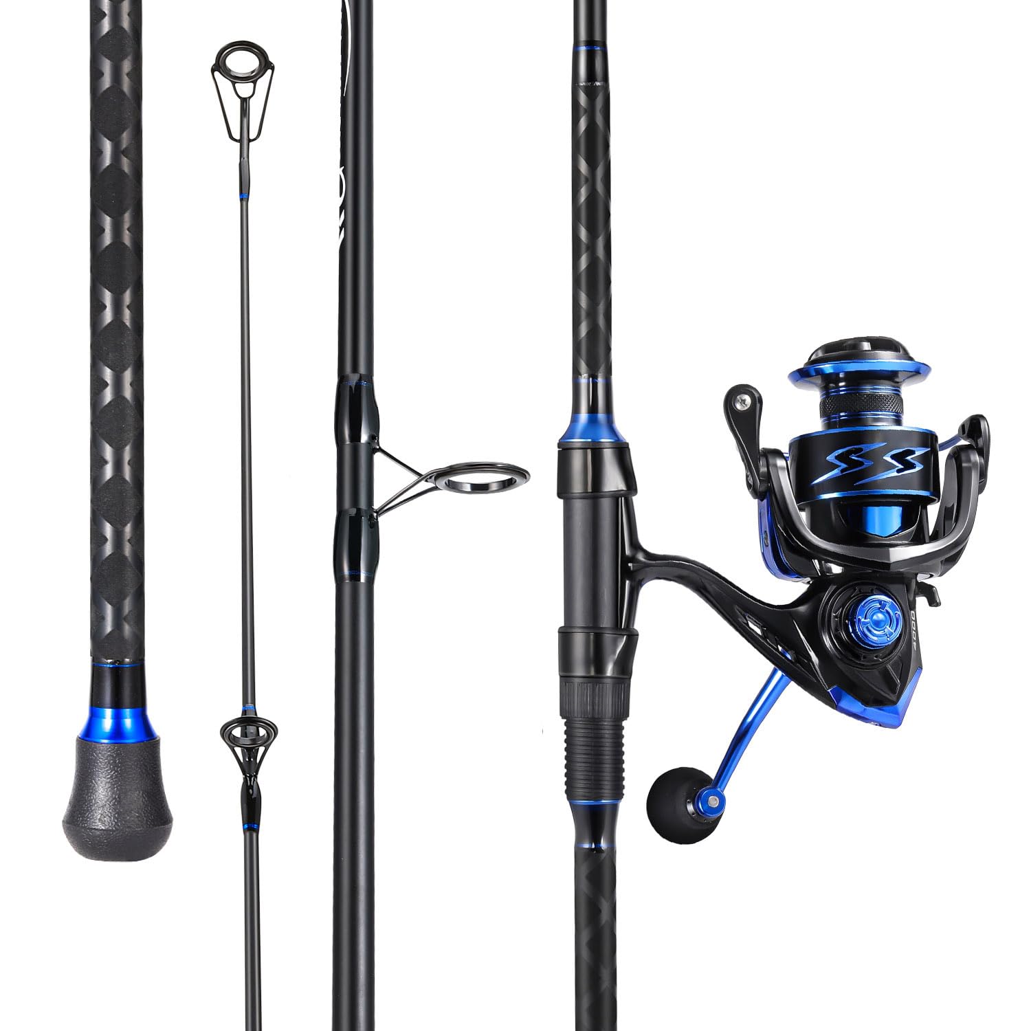 Sougayilang Surf Fishing Combo, 3-Piece Carbon Fiber Travel Rod, 4000 Spinning Reel, 20LB Drag, 5.2:1 Gear Ratio, 12+1 Bearings for Striped Bass, Redfish, Bluefish – Beach & Surf Casting : Sports & Outdoors