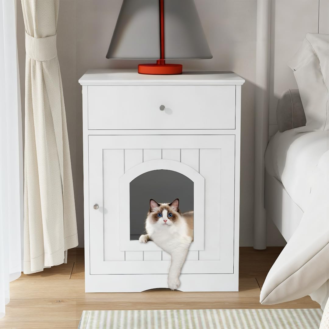 Bob-PF-00035-DX Cat Litter Box Enclosure, 18.9'' W x 20.9'' D x 25'' H, White