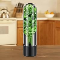 BPA-Free Herb Saver Container with Water Reservoir - Keeps Herbs & Veggies Fresh Up to 2 Weeks, Small Black