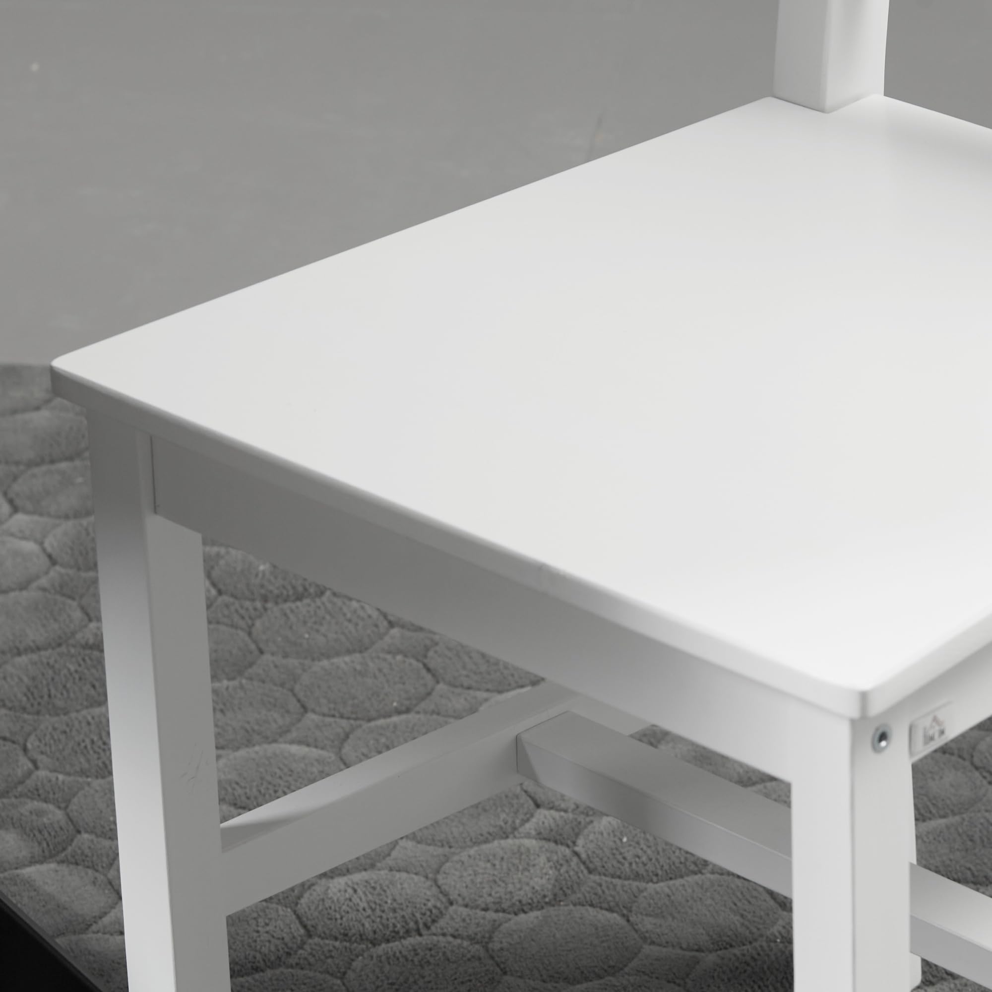HOMCOM Esszimmerstühle 4er Set mit Rückenlehne Wohnzimmerstuhl, Weiß | Küchenstuhl, Stühle, Essstühle aus Massivholz, für Esstisch