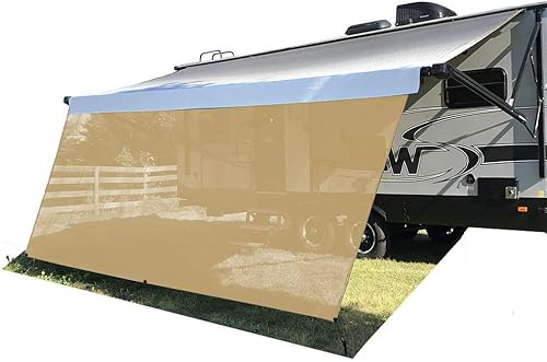 Tentproinc Toldo para autocaravana de 8 pies x 17 pies y 3 pulgadas (ajuste para toldo de 18 pies) de malla beige, protector solar UV para toldo de