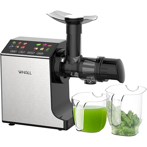 whall Masticating Slow Juicer, Professional Stainless Juicer Machines for Vegetable and Fruit, Touchscreen Cold Press Juicer with 2 Speed Modes