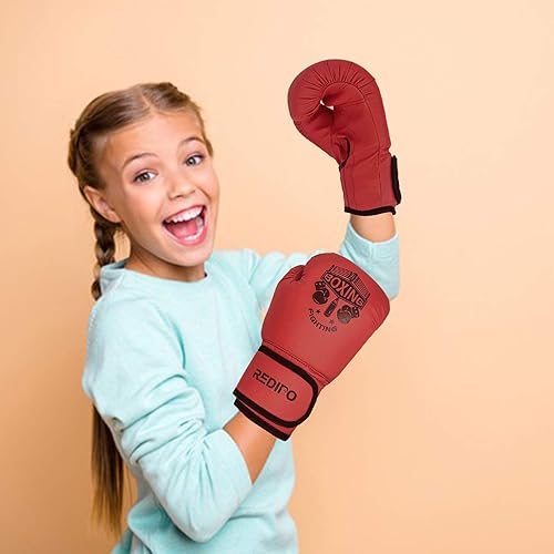 Miniatura 6 de Guantes de boxeo Redipo para niños, niñas y adolescentes de 3 a 12 años, guantes de entrenamiento para Thai y Kickboxing
