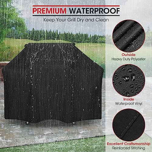 Image of Unicook 63 Inch Grill Cover for Weber Genesis 300 Series and New 2022 Genesis 300, Outdoor BBQ Gas Grill Cover, Heavy Duty Waterproof Fade Resistant, Compared to Weber 7757