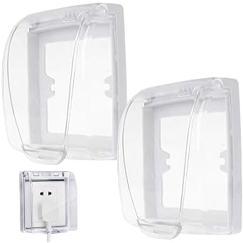 2Pcs Outlet Cover, TNC Plastic Clear Wall Switch Waterproof Doorbell Cover Box, Wall Light Panel Socket Outdoor Outlet Box Flip