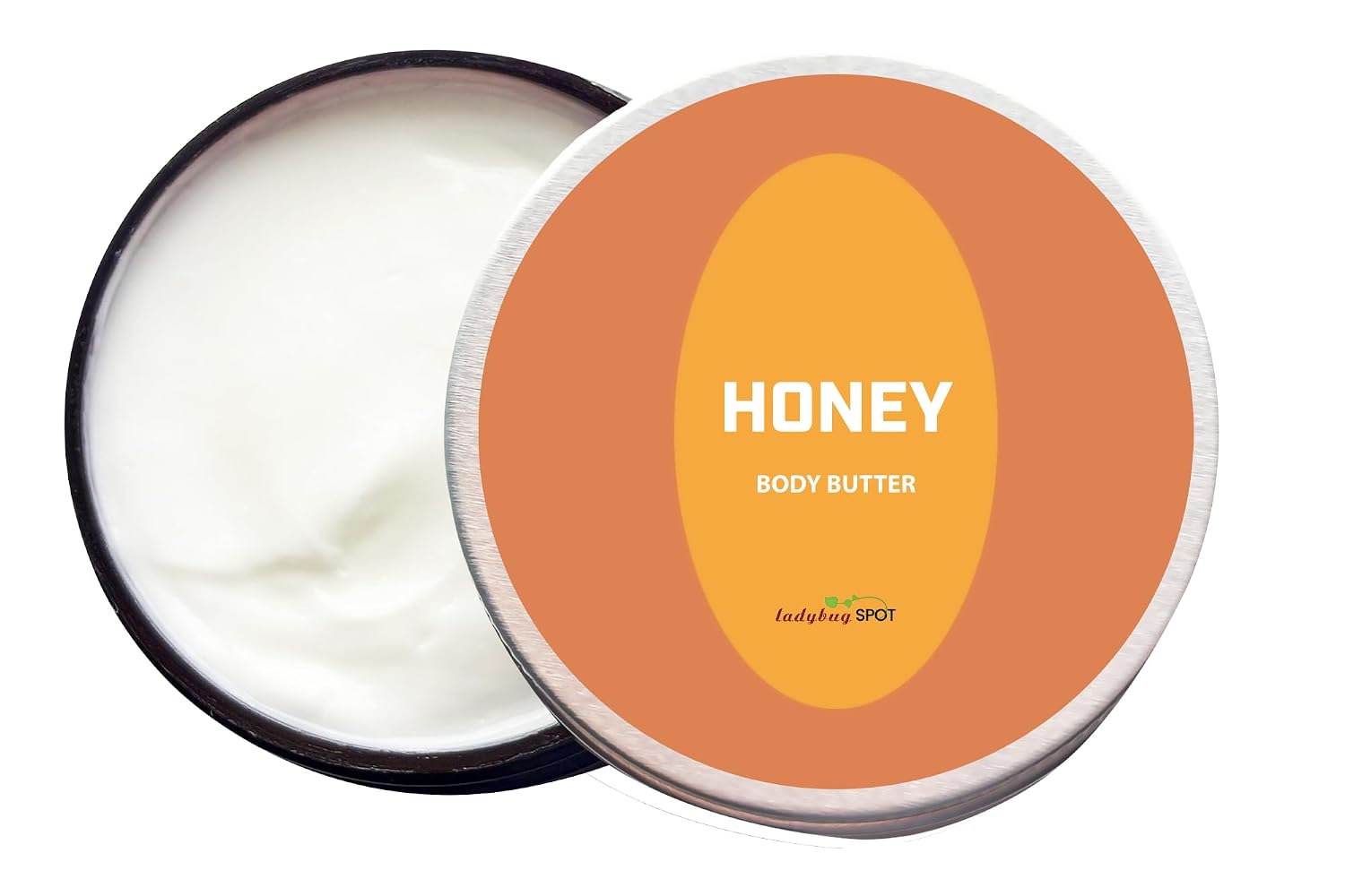 Ladybug Spot Honey Scent Body Butter – 2 oz Amber Jar | Non-Greasy Shea Butter Cream with Hyaluronic Acid, Coconut Oil, and Vitamins B5 & E | Carcinogen-Free, Phthalate-Free, Handmade in USA