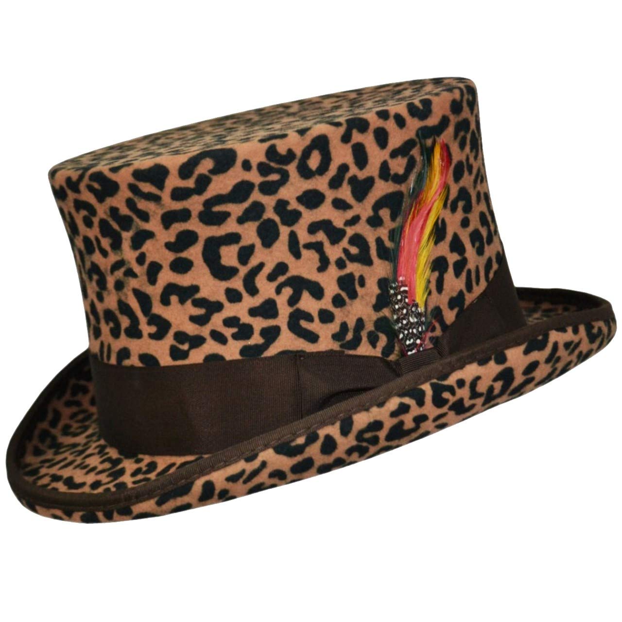 viz-uk wear Quality 100% Wool Hand Made Wedding Event Felt Top Hat 13 Colours Available (Medium, Leopard)