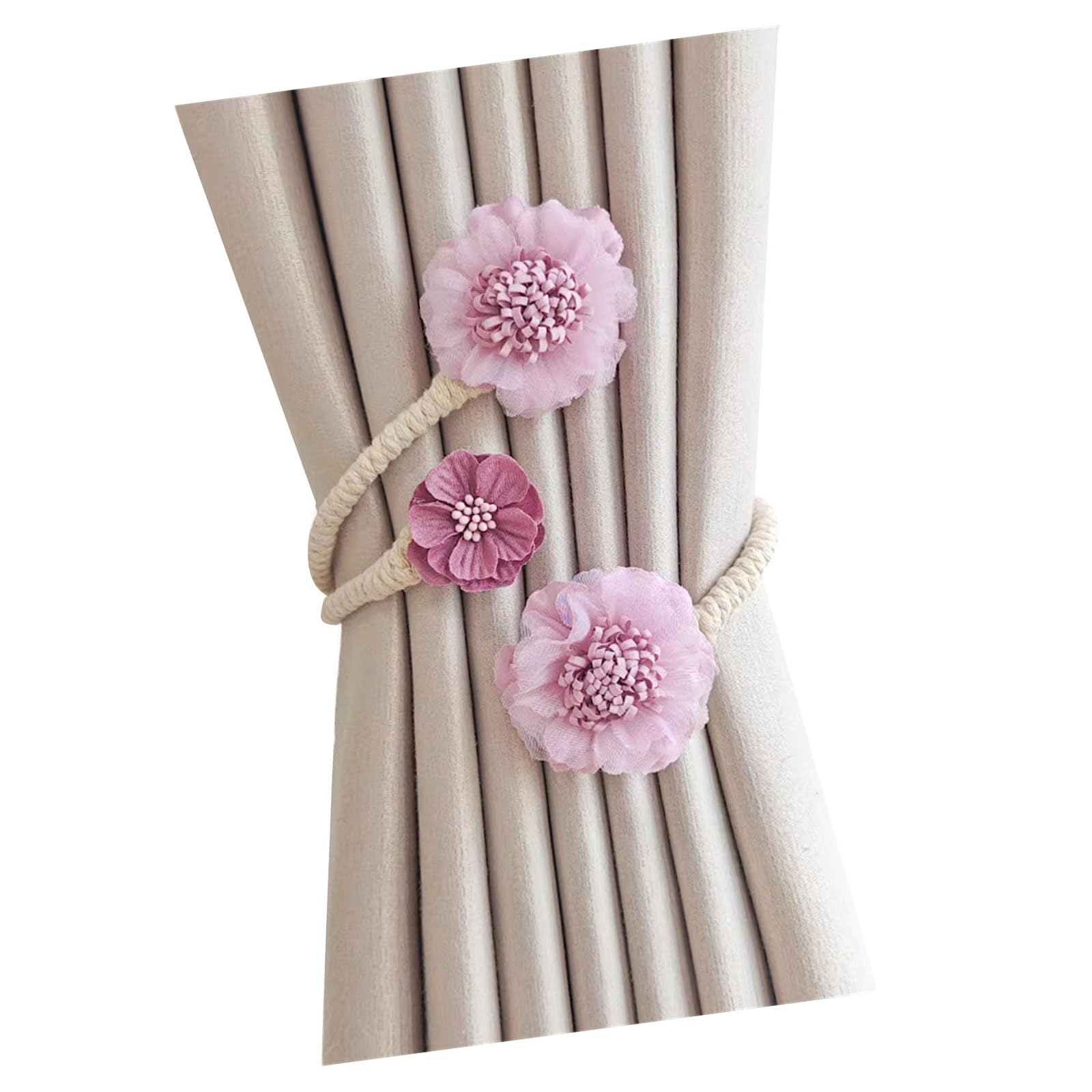 ZWWAAZHF Flower Curtain Clip Decorative Window Drapery Holdback Metal Rope Flexible Curtain Tieback Buckle Home Decors Artificial Flower Tieback