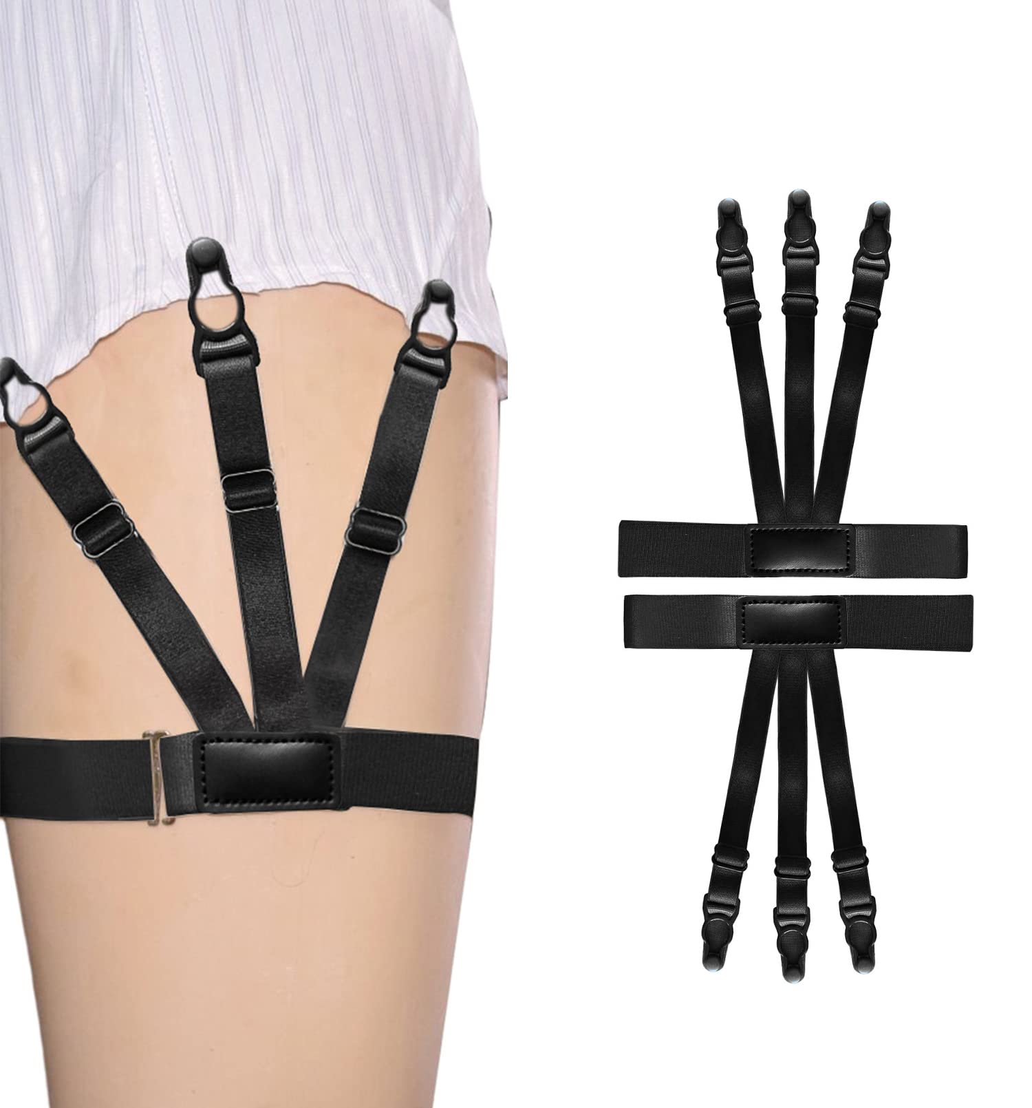 ZATODAYShirt Stays for Men Adjustable Soft Elastic Garter Strap Mens Shirt Holders, Shirt Garters Suspenders, Shirt Tuckers