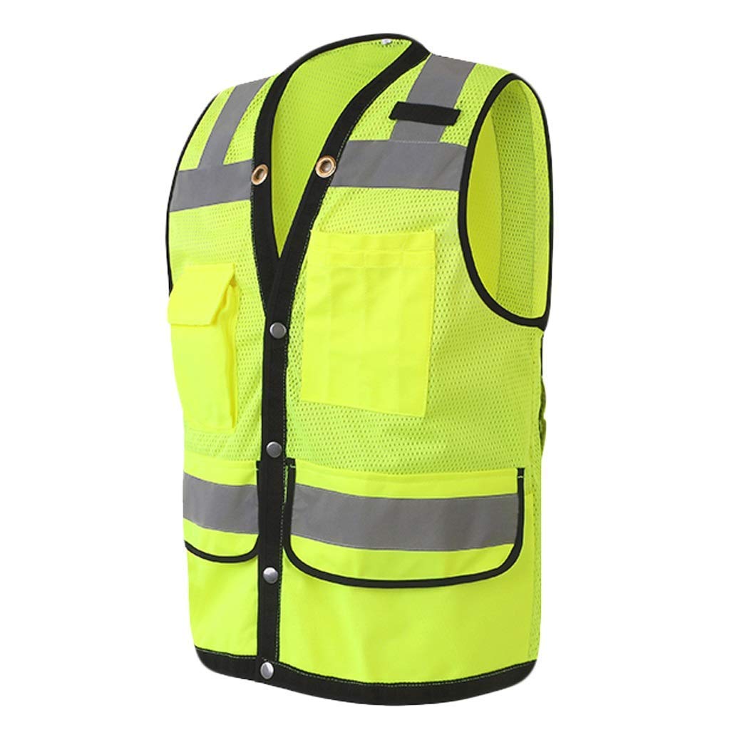 Chaleco de Seguridad para Hombres, Chaleco de Seguridad Reflectante Ligero y Transpirable por la Noche Ropa de Trabajo Chaleco de Seguridad de Alta Visibilidad 2 Piezas (Rojo Fluorescente, M)