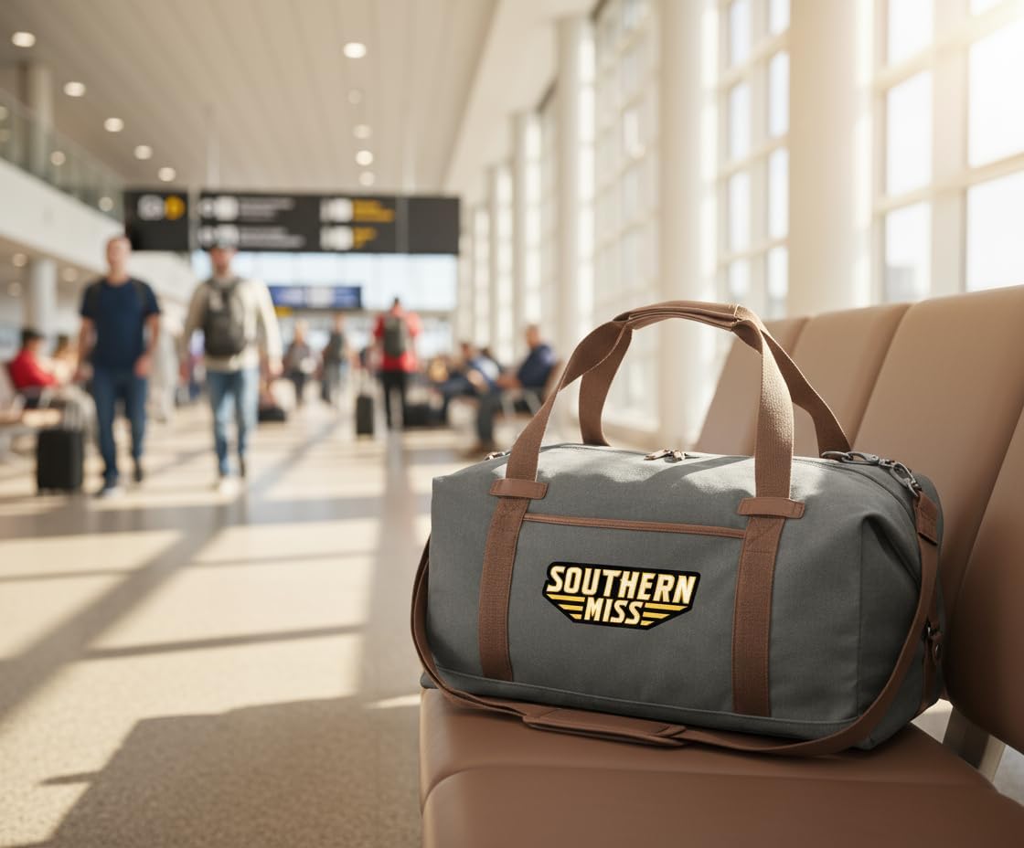 Southern Miss Duffel Bag - Carryon, Overnight Travel Bag, Rich Canvas Fabric For Southern Mississippi Fans and Alumni