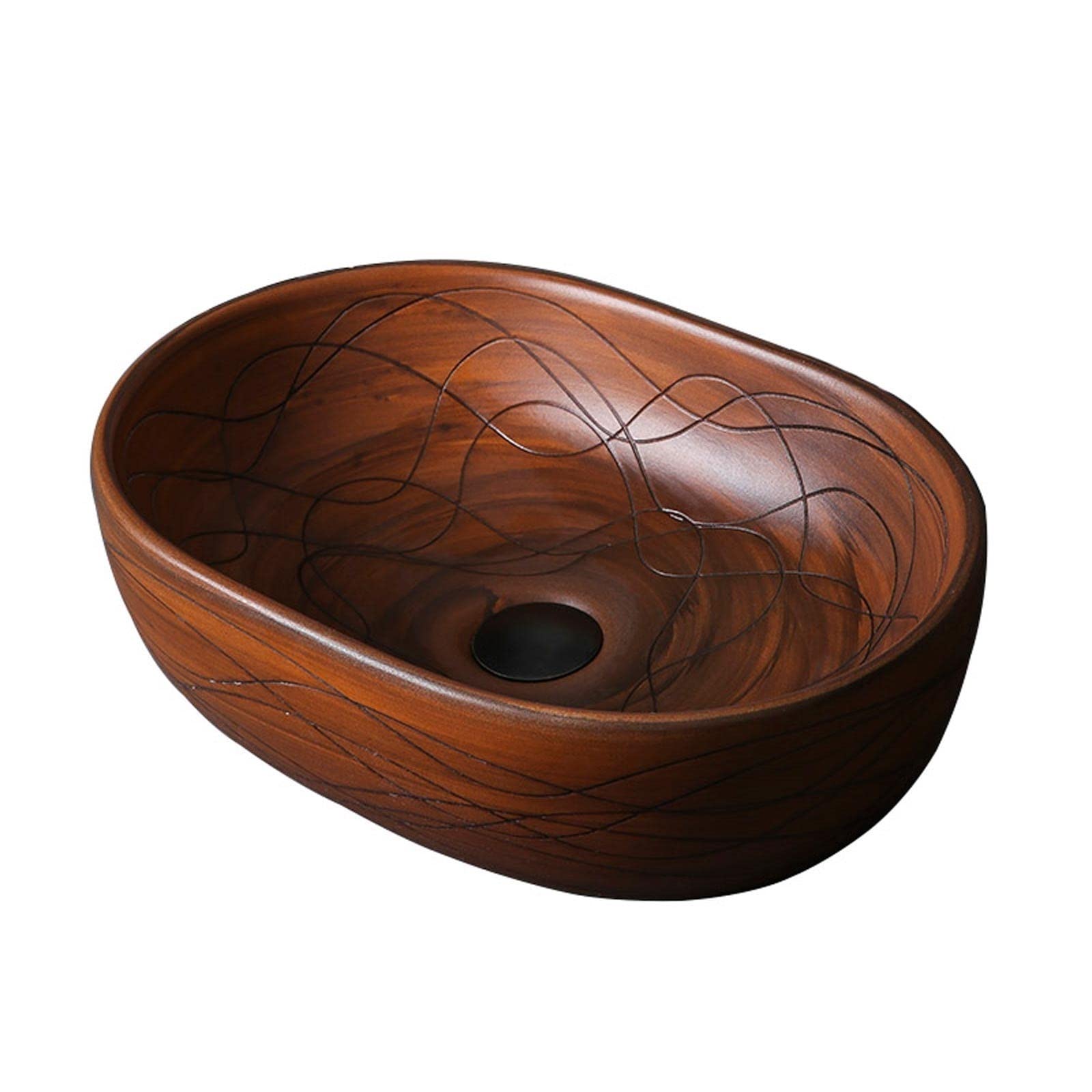 Bathroom Countertop Vessel Sink Oval Above Counter Porcelain Ceramic Bathroom Vessel Sink Vanity Washing Art Basin 18.7"*13.7"*5.1" Bathroom Sinks