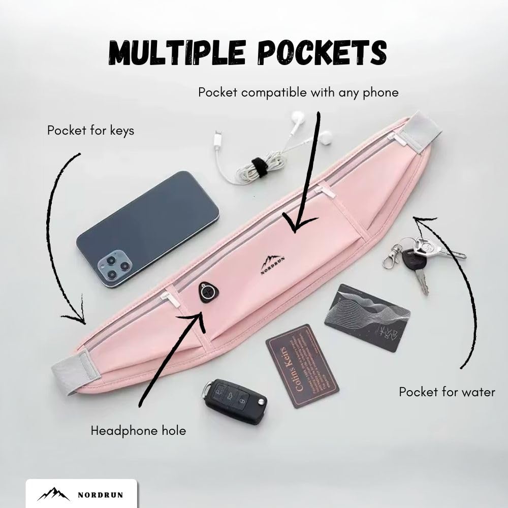 Adjustable and Waterproof Running Belt Suitable for All Phones, Pink, 20 x 10 cm - Image 4