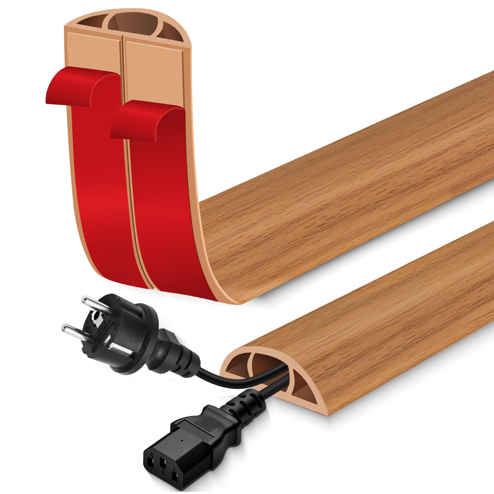 Floor Cord Cover for Wires on Floor Self Adhesive Cord Hider Floor Cable Management Wire Covers for Cords Protector Prevent Cable Trips Cord Cavity W