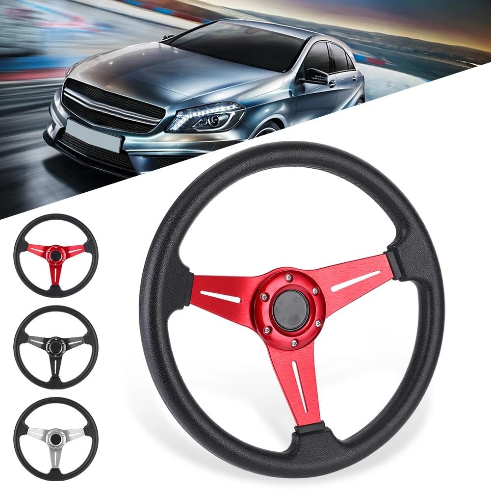 Volante da Corsa Universale,Volante Sportivo Auto da corsa 350 mm/14 pollici drift confortevole(Black)