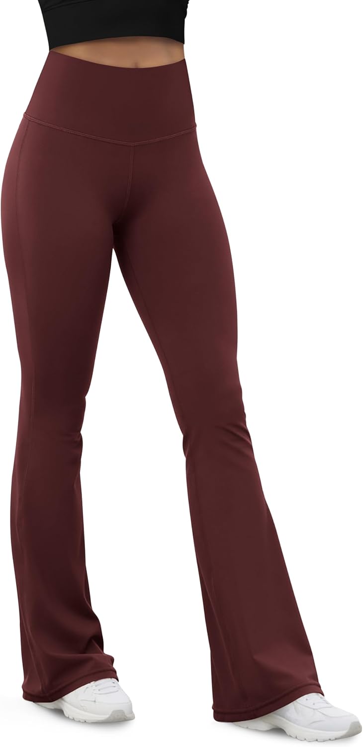 ODODOS Women's Powerful Tummy Control Flared Yoga Pants 2.0 High Waist Workout Bootcut Leggings with Inner Pocket- 29" / 31"