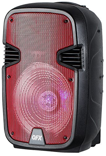 QFX PBX-1205-RD Rechargeable 12" Party Speaker with Stand and Microphone - Red