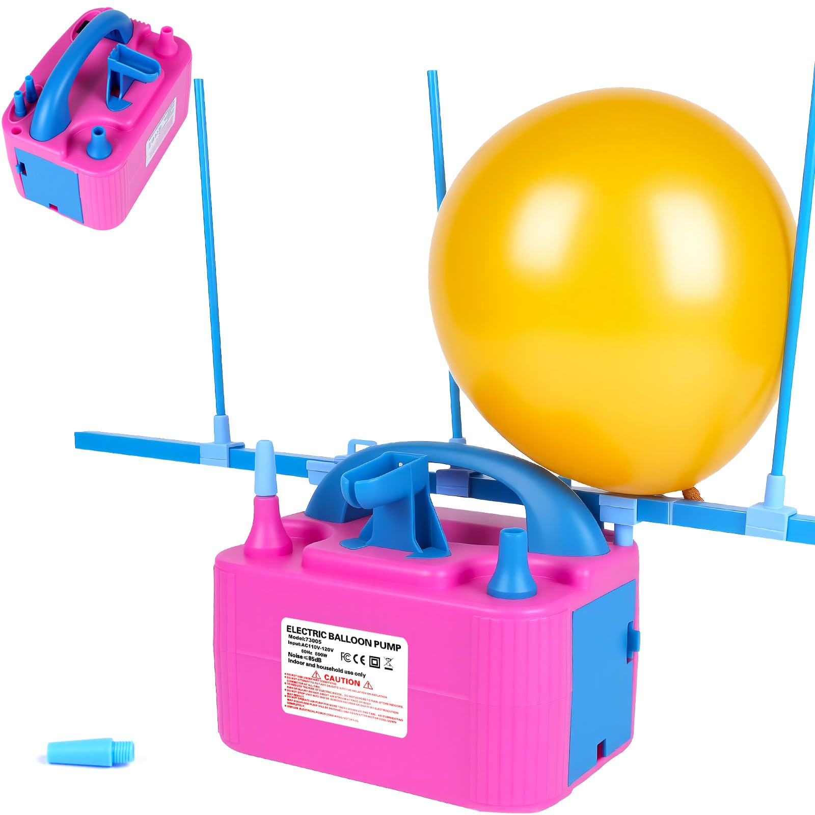 Electric Balloon Pump,110V 600W Portable Dual Nozzles Balloon Pump,Air Pump Balloon Blower for Party Decorations with Tying Tool