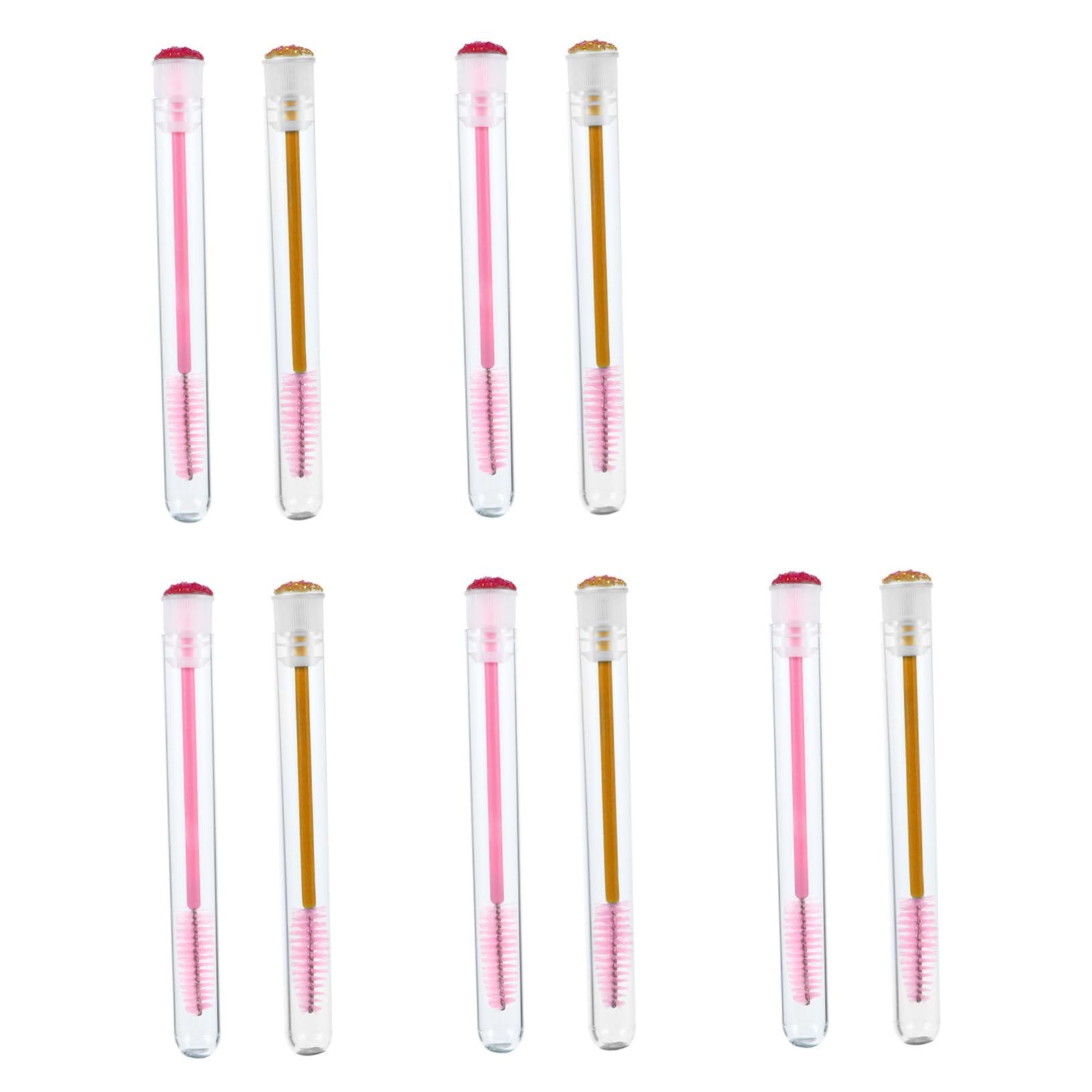FOMIYES 10pcs Diamond Eyelash Tube Makeup Brushes Portable Easy to Clean Eyelash Mascara Tools Random