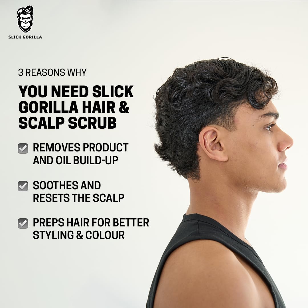 Slick Gorilla Scrub per Cuoio Capelluto con Sale Marino Detergente Esfoliante per Capelli Grassi e Accumuli Scrub Profondo e Trattamento Detox per Radici Fresche e Capelli dall’Aspetto Sano