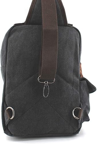 Miniatura 2 de JIAO MIAO Mochila de lona de hombro para viaje, bolsa de mensajero cruzada, Negro, talla única , Clásico