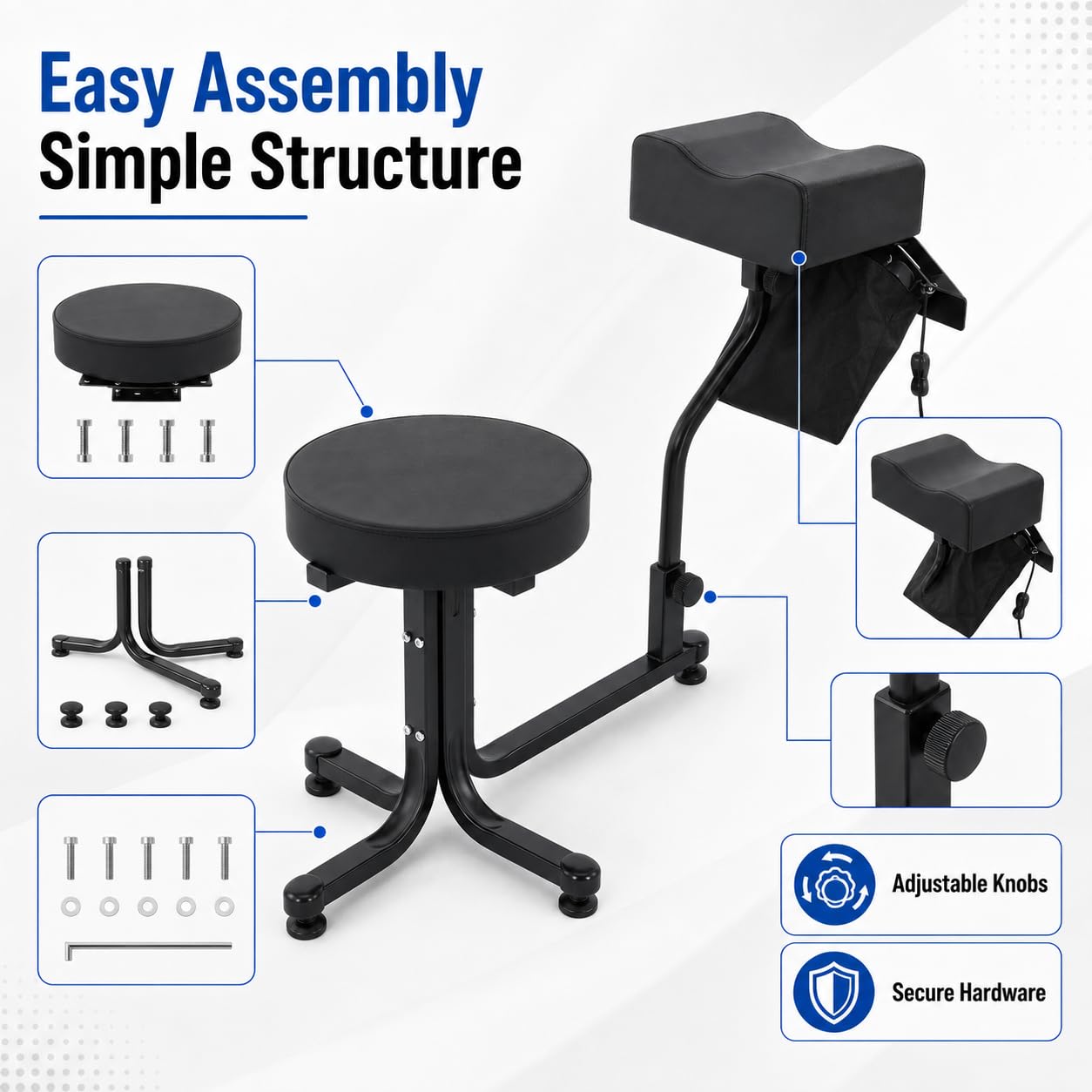 2 in 1 Sgabello per Pedicure, Sgabello per Pedicure con Poggiapiedi, Sgabello per Pedicure e Manicure, Poggiapiedi per Salone Spa per Tecnico delle Unghie, Spa, Bellezza, Forniture per Studio (Nero)